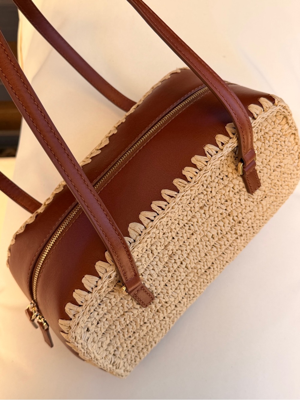 J Crew Delphine handknotted shoulder bag in straw and leather #OA1 - Picture 13 of 17